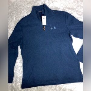Ralph Lauren Polo Coral Blue 1/4 Zip Mens Long Sleeves Shirt sz Large